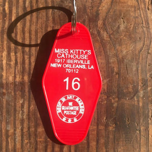 Motel Key Fob, Miss Kitty's Cathouse Funny Novelty Keychain