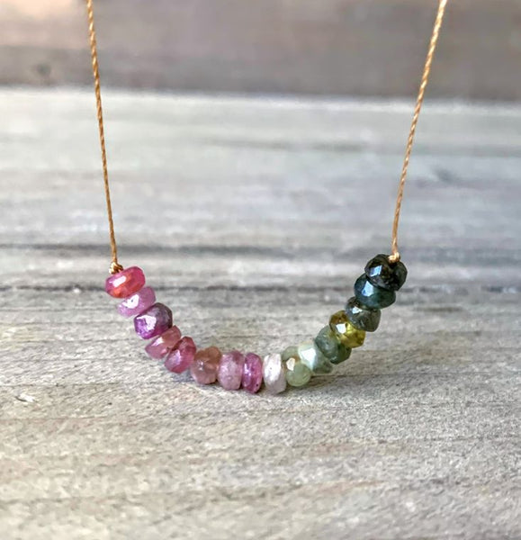 Watermelon Tourmaline Bar Necklace