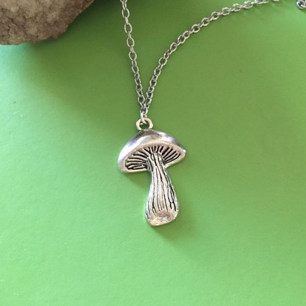 Handmade shroom necklace // unisex gender neutral gift idea under 20 // boho hippie featival normcore grunge