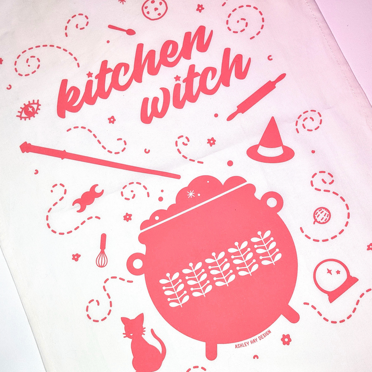 Kitchen Witch Spring Stems Tea Towel Pyrex Dish Inspired