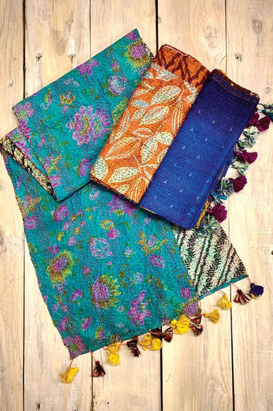 Kantha Recycled Silk Sari Scarf
