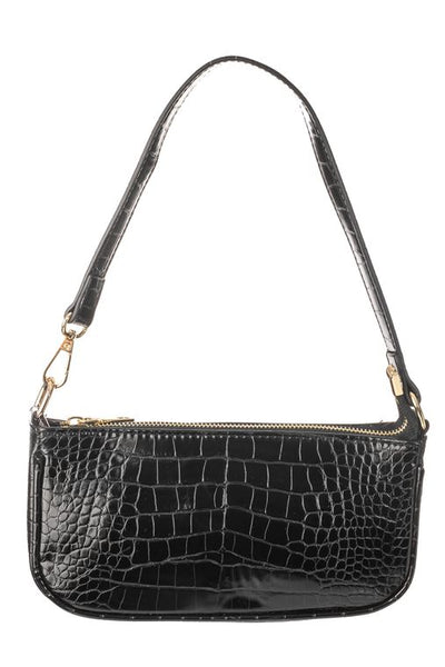 Faux Alligator Leather Rectangle Shoulder Bag Who Dat Saints Colors