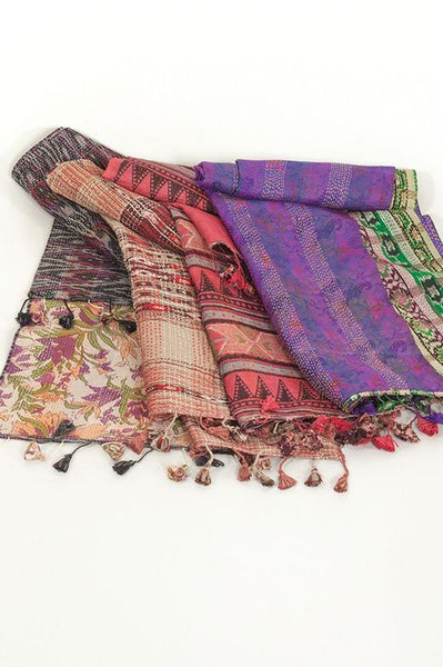Kantha Recycled Silk Sari Scarf