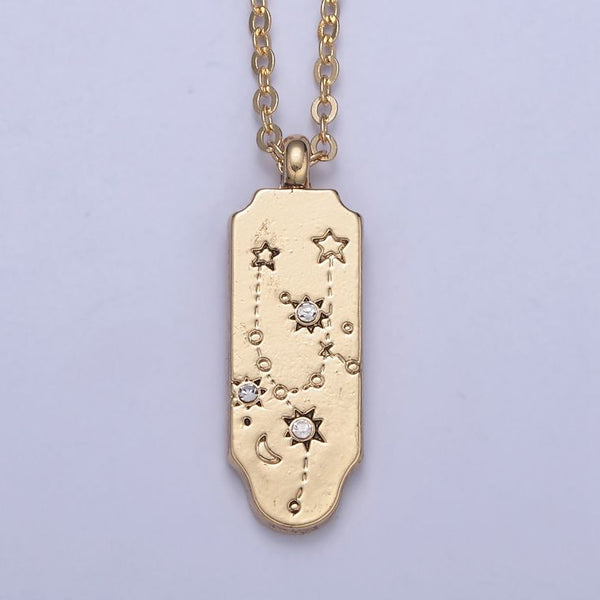 New Gold Zodiac Necklace Pendant Tag Horoscope Star Celestial Personalized Jewelry