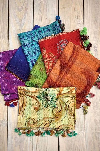 Kantha Recycled Silk Sari Scarf