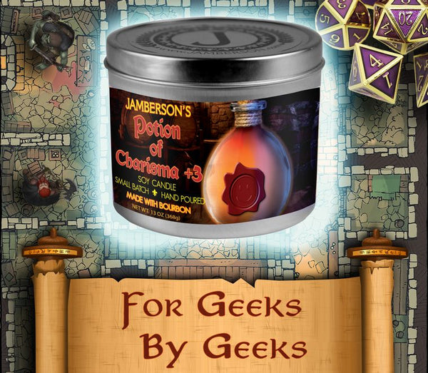 Potion of Charisma +3 Bourbon Geek Soy Candle 13 oz