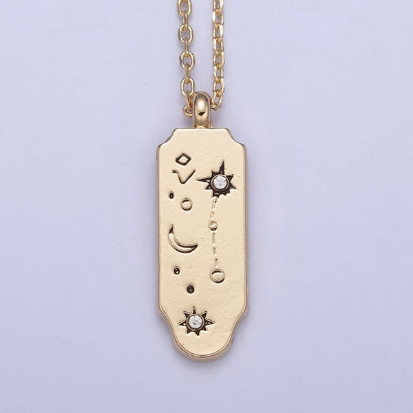New Gold Zodiac Necklace Pendant Tag Horoscope Star Celestial Personalized Jewelry