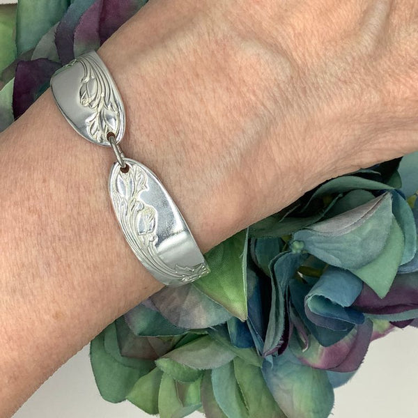 Handmade Garden of Roses Silverware Bracelet