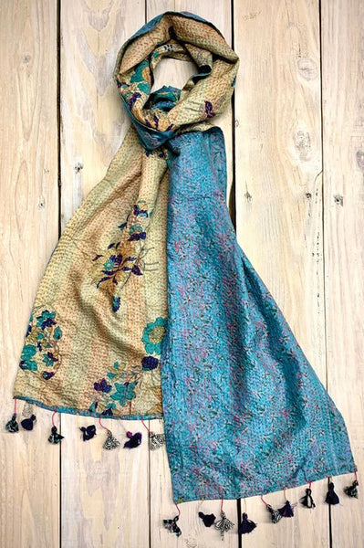 Kantha Recycled Silk Sari Scarf