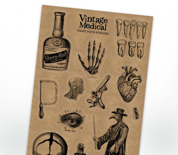 Vintage Sticker Sheet [6 Options] - Witch, Spooky, Alchemy, Animal Bones, Fairytales & more