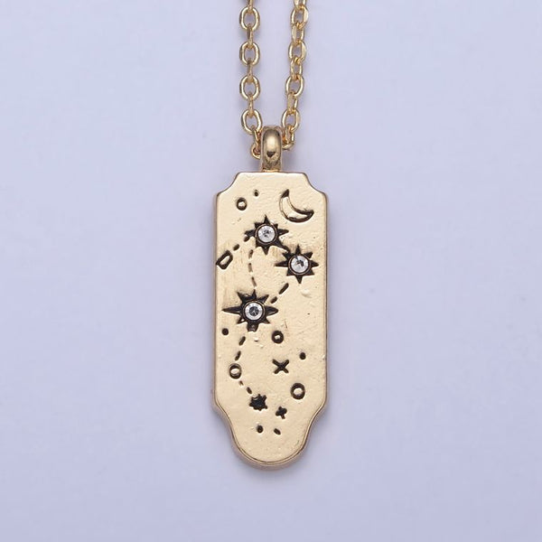 New Gold Zodiac Necklace Pendant Tag Horoscope Star Celestial Personalized Jewelry