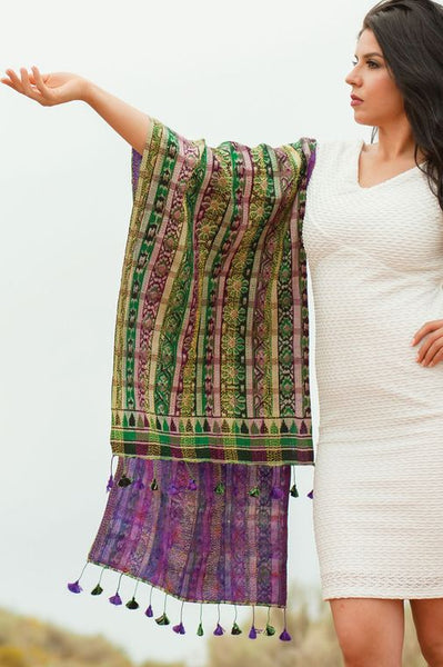 Kantha Recycled Silk Sari Scarf