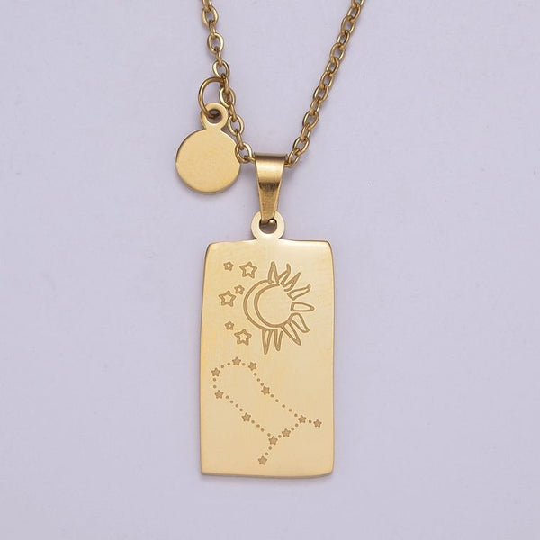 Dainty Gold Zodiac Necklace Pendant Tag Horoscope Astrology Personalized Jewelry