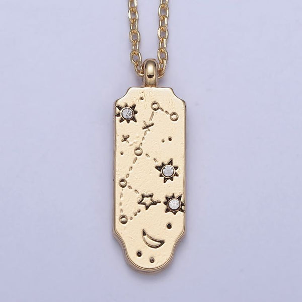 New Gold Zodiac Necklace Pendant Tag Horoscope Star Celestial Personalized Jewelry