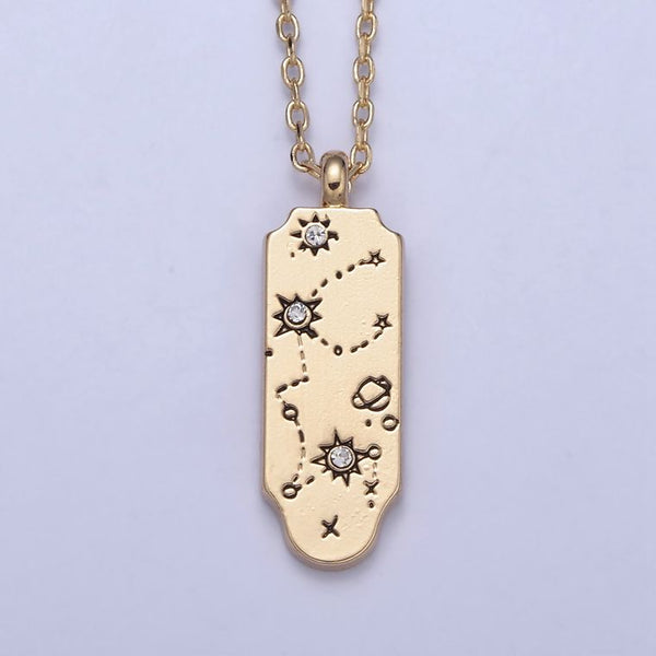 New Gold Zodiac Necklace Pendant Tag Horoscope Star Celestial Personalized Jewelry