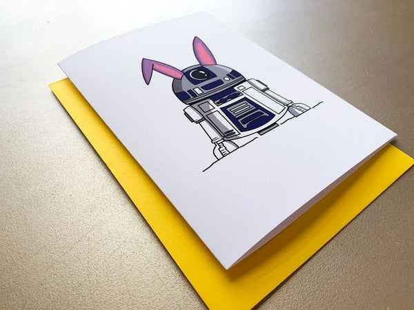 R2D2 Handmade Star Wars Easter Bunny Card by stonedonut design
