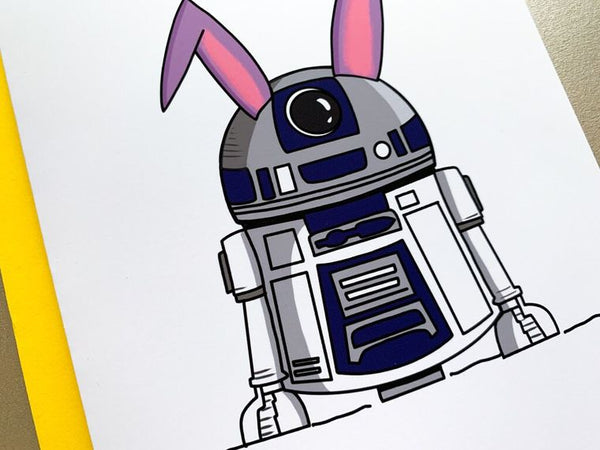 R2D2 Handmade Star Wars Easter Bunny Card by stonedonut design